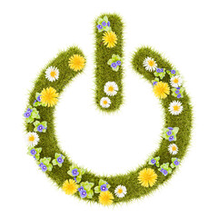 Flowery Grassy Power On Symbol Shape Isolated