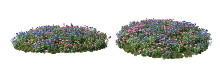 3d render flower garden on white background
