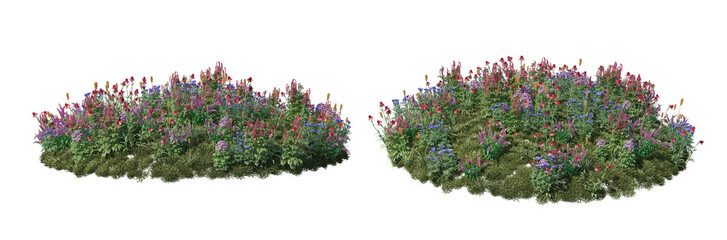 3d render flower garden on white background