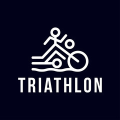 Triathlon endurance multisport race logo, swimming, cycling, and running logo