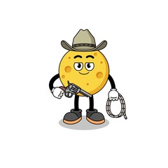 Character mascot of round cheese as a cowboy