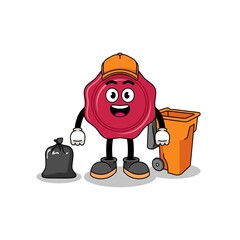 Illustration of sealing wax cartoon as a garbage collector