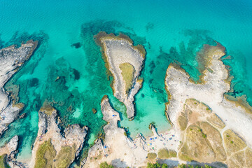 Vista aerea della riserva naturale marina di torre guaceto, brindisi, puglia