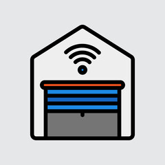 Garage icon in filled line style about smart home, use for website mobile app presentation