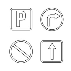 Warning signs in line style. Vector illustration.