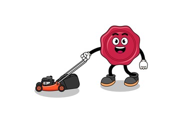 sealing wax illustration cartoon holding lawn mower