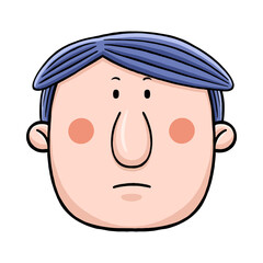 Cute People Face with Flat Design Style 
