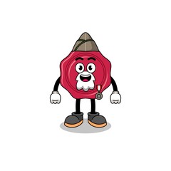 Character cartoon of sealing wax as a veteran