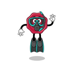 Character cartoon of sealing wax as a diver