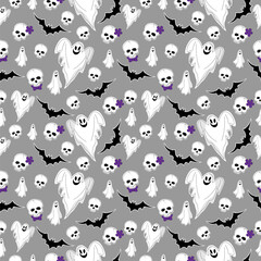 Halloween with skulls and ghosts