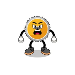 saw blade cartoon illustration with angry expression