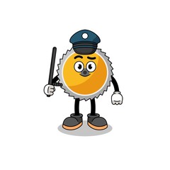 Cartoon Illustration of saw blade police