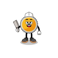 Fototapeta premium Mascot of saw blade as a butcher
