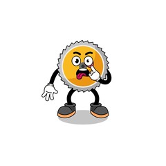 Character Illustration of saw blade with tongue sticking out