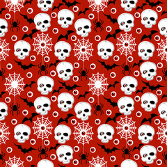 halloween pattern with skulls and spider webs