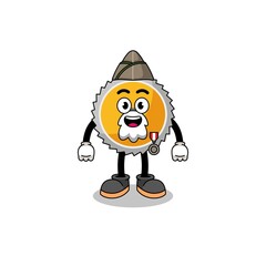 Character cartoon of saw blade as a veteran