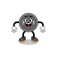 barbell plate cartoon with surprised gesture