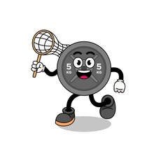Cartoon of barbell plate catching a butterfly