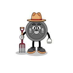 Cartoon mascot of barbell plate farmer