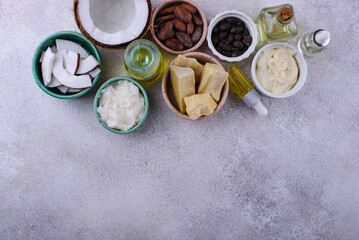 Fototapeta na wymiar Natural butter from cocoa, jojoba and coconut