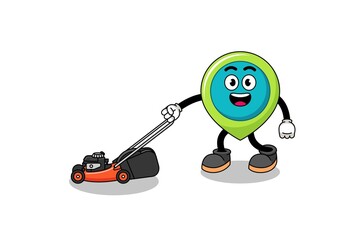location symbol illustration cartoon holding lawn mower
