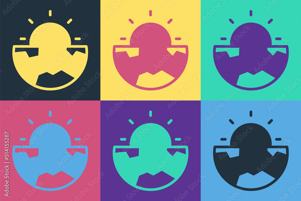 Poster pop art earth core structure crust icon isolated on color background. vector