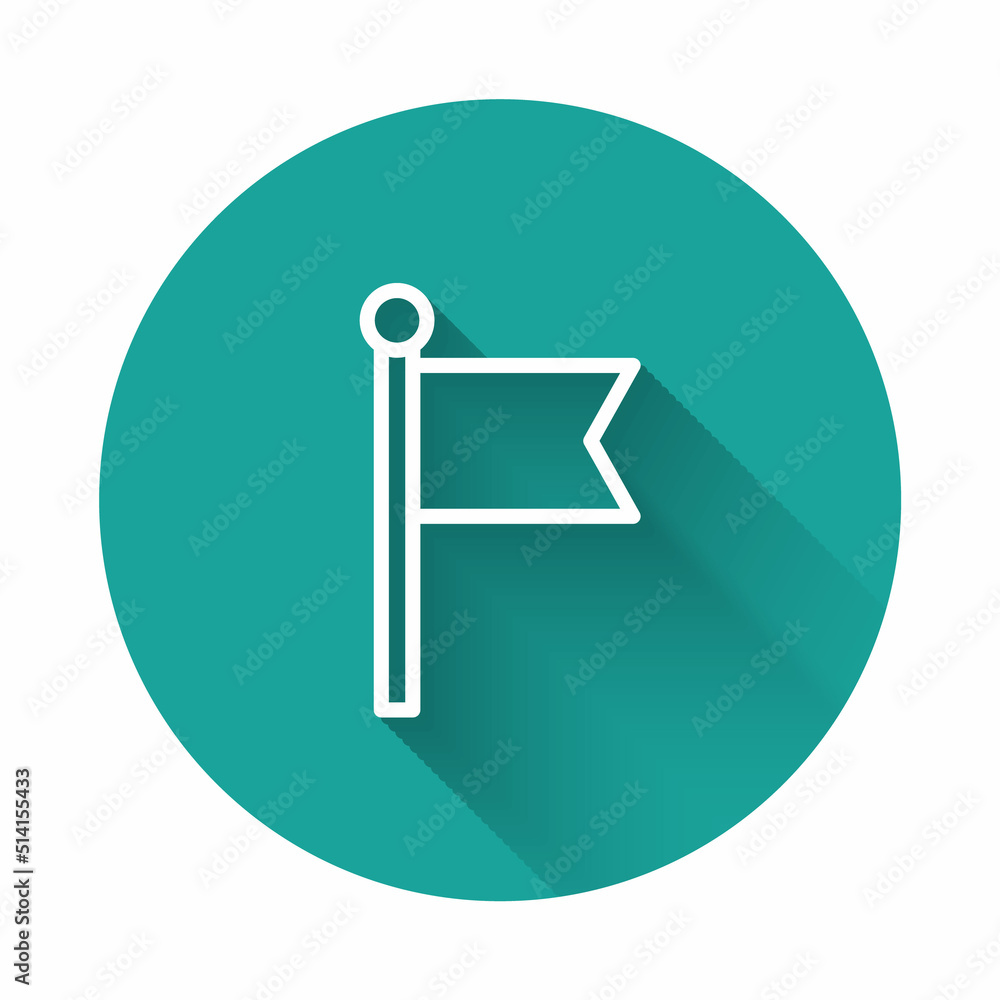 Poster white line flag icon isolated with long shadow background. victory, winning and conquer adversity co