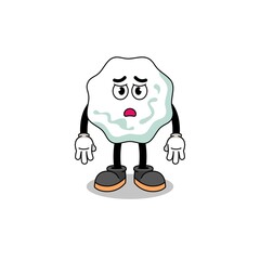 chewing gum cartoon illustration with sad face