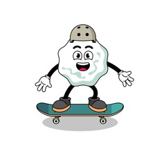 chewing gum mascot playing a skateboard