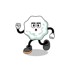running chewing gum mascot illustration