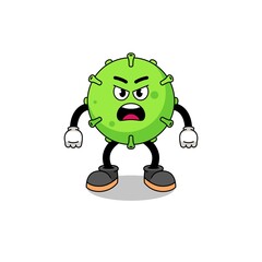 virus cartoon illustration with angry expression