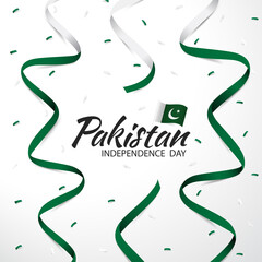 Vector Illustration of Pakistan Independence Day. Ribbon
