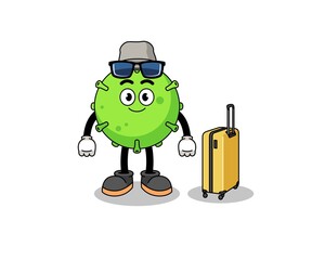 virus mascot doing vacation