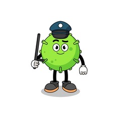 Cartoon Illustration of virus police