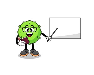 Mascot cartoon of virus teacher
