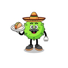 Character cartoon of virus as a mexican chef