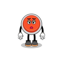 emergency button cartoon with fatigue gesture