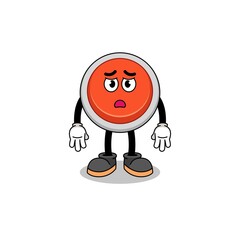 emergency button cartoon illustration with sad face