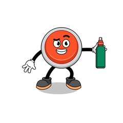 emergency button illustration cartoon holding mosquito repellent
