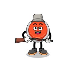 Cartoon Illustration of emergency button hunter