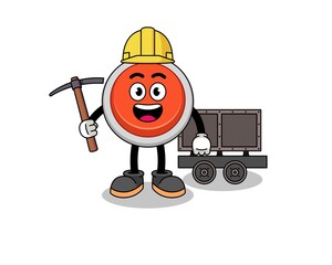 Fototapeta premium Mascot Illustration of emergency button miner