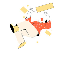 Falling man. Slippery, danger, risk.