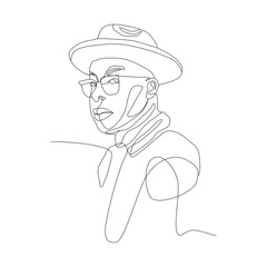 continuous line art drawing face man fashion