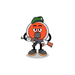 Character cartoon of emergency button as a special force