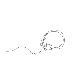 continuous line art drawing headset