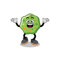 puke cartoon searching with happy gesture