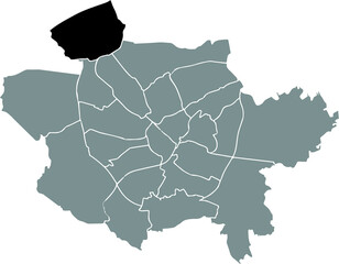 Black flat blank highlighted location map of the 
PYE DISTRICT inside gray administrative map of Osnabrück, Germany