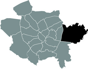 Black flat blank highlighted location map of the 
DARUM-GRETESCH-LÜSTRINGEN DISTRICT inside gray administrative map of Osnabrück, Germany