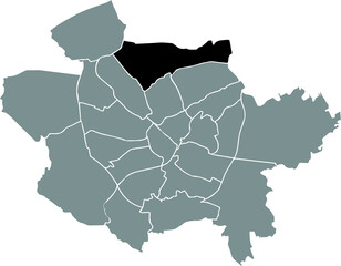 Black flat blank highlighted location map of the 
HASTE DISTRICT inside gray administrative map of Osnabrück, Germany