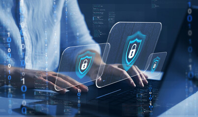 Network security system. Personal Data information on Tablet.Information and cyber security...